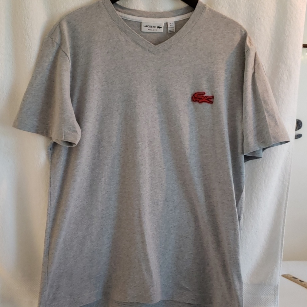 LACOSTE MEN'S T-SHIRT * GRAY* SIZE 5 / SMALL